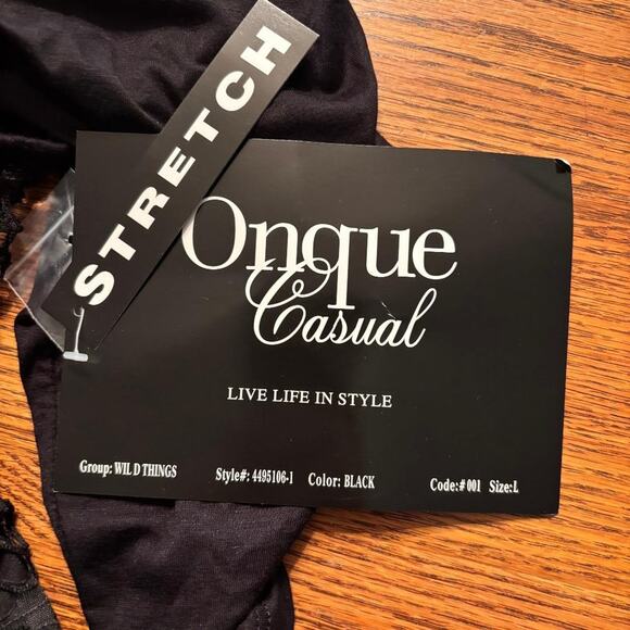 Onque Casual Top Black w/Mesh overlay Women's Size L Wild Things Whimsygoth NWT - Picture 8 of 10